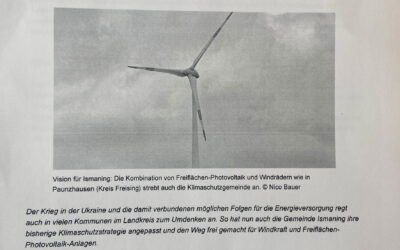 Münchner Merkur vom 21.04.2022 – Ismaning macht Weg frei für Windkraft und PV Anlage