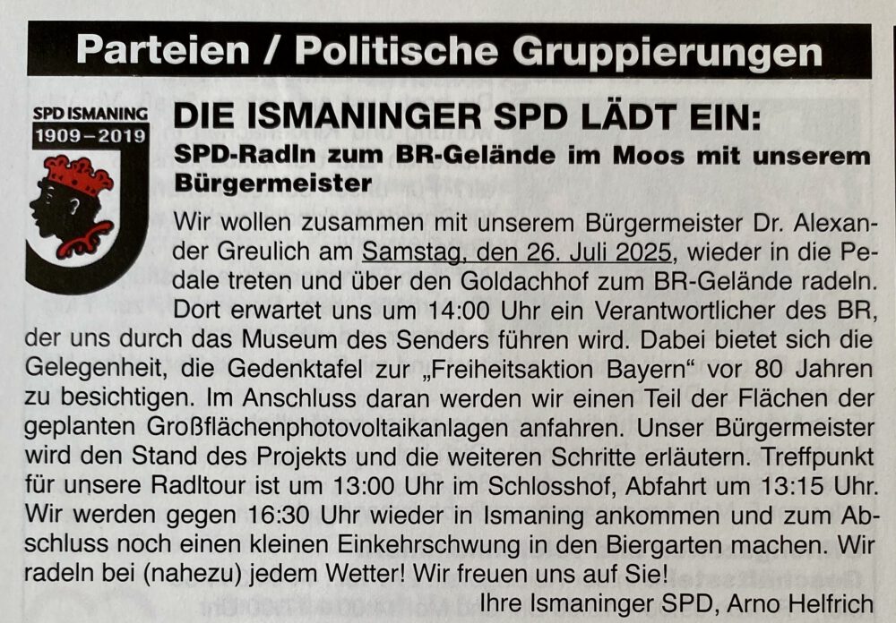 Br Gelände, Photovoltaikanlage, Sender, Ismaninger Moos, Risinger, Erro, igim, SPD Radln, die Ismaninger SPD lädt ein